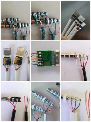 Memotong mesin solder yang mengelupas kabel data USB dan pengelasan kawat lainnya